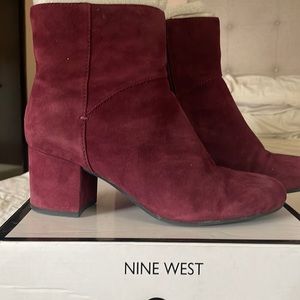 Nine West Suede Booties color Cabernet size 8.5 M